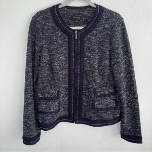 Talbots  Navy Tweed Zip Blazer Jacket SZ 14